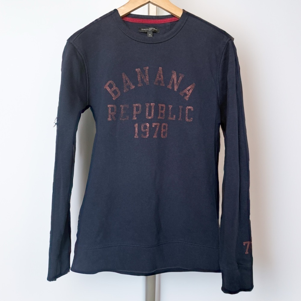 Banana Republic Men's Blue Crewneck Sweatshirt M Graphic Print Logo Casual